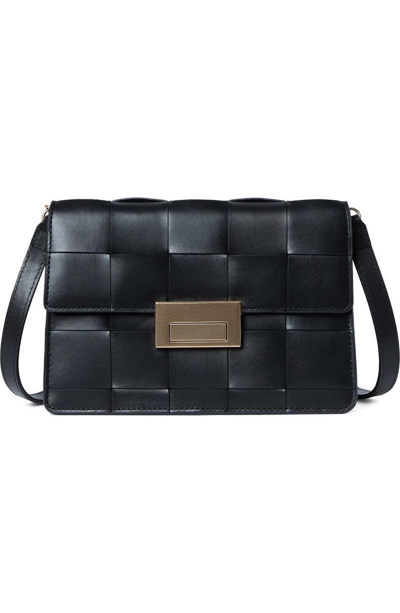 Loeffler Randall Delphine Leather Shoulder Bag, Main, color, Black