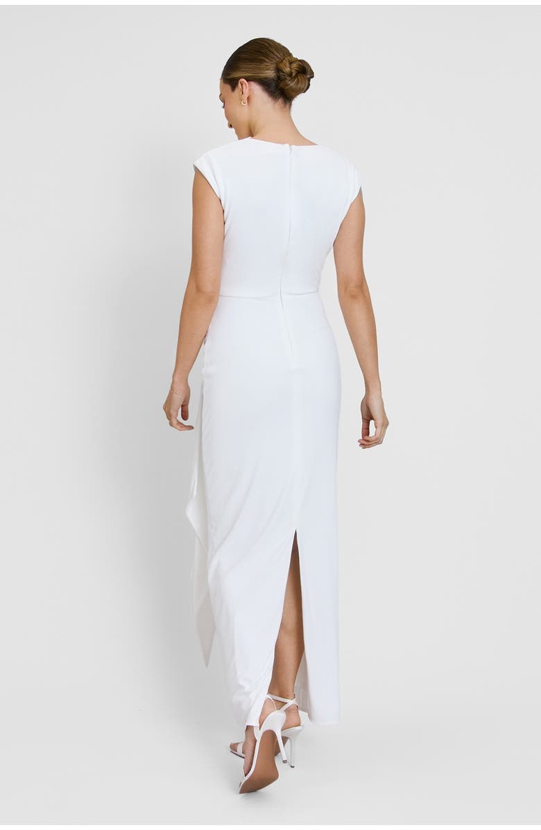 Six Stories Cap Sleeve Corsage Stretch Dress, Alternate, color, White