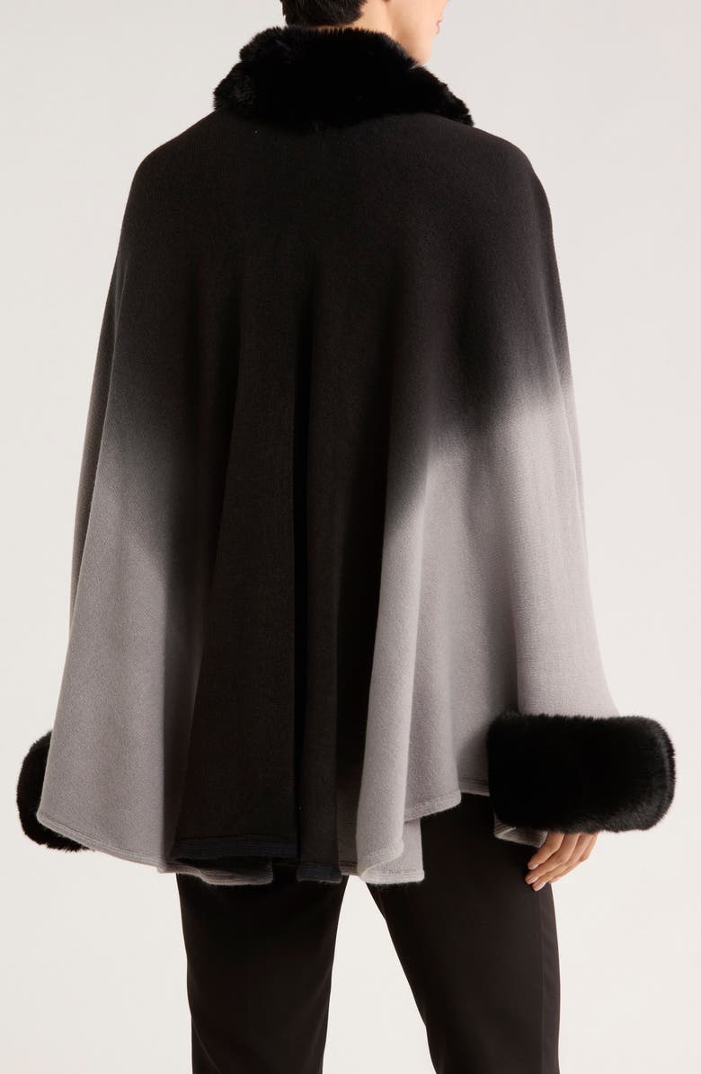 PATRIZIA LUCA Ombré Faux Fur Cape, Alternate, color, Black