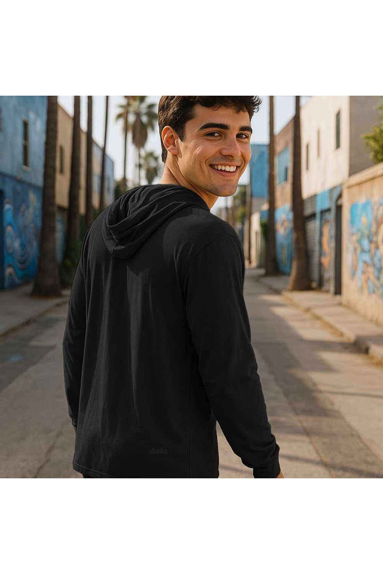 Mens Ghost Hooded Long Sleeve Jersey Tee, Alternate, color, Black