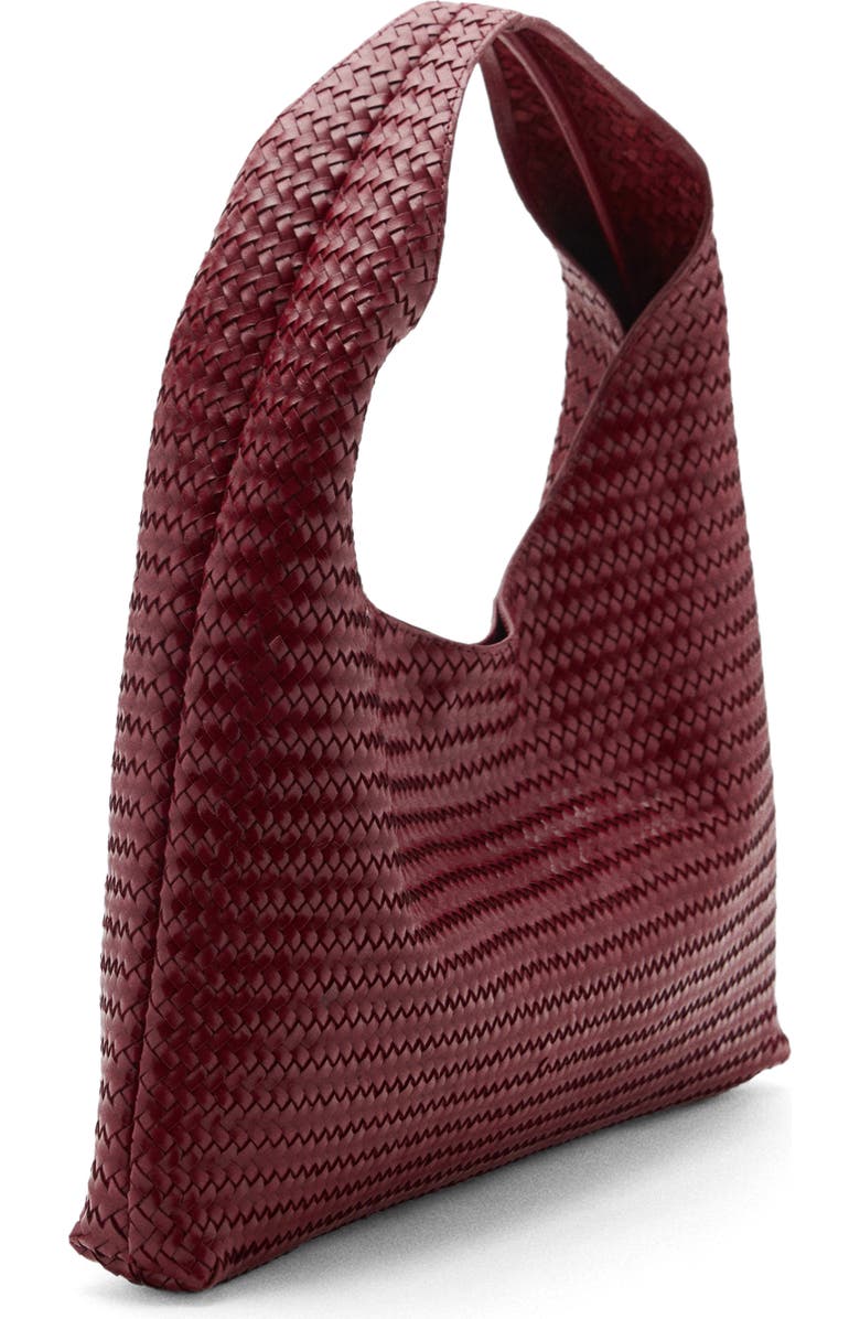 MANGO Braided Leather Shoulder Bag, Alternate, color, Burgundy