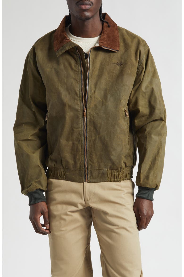 Backwoods Waxed Cotton Bomber Jacket, Main, color, LODEN GREEN