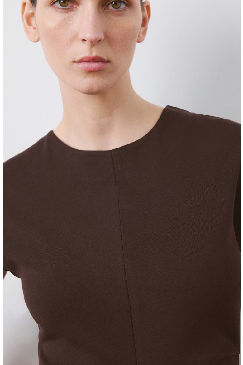 Cotton Jersey Midi Dress, Alternate, color, BROWN