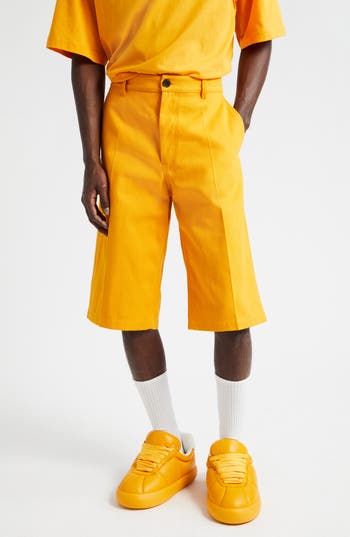Shop Marni Flat Front Bermuda Shorts In Light Orange