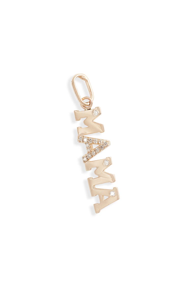 Love Letter Mama Diamond Charm, Main, color, GOLD/ DIAMOND