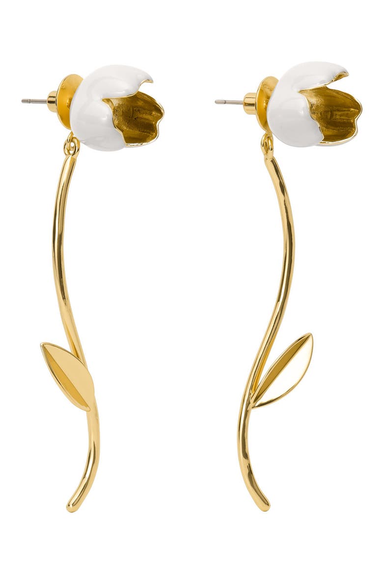 floral statement drop earrings, Main, color, WHITE.