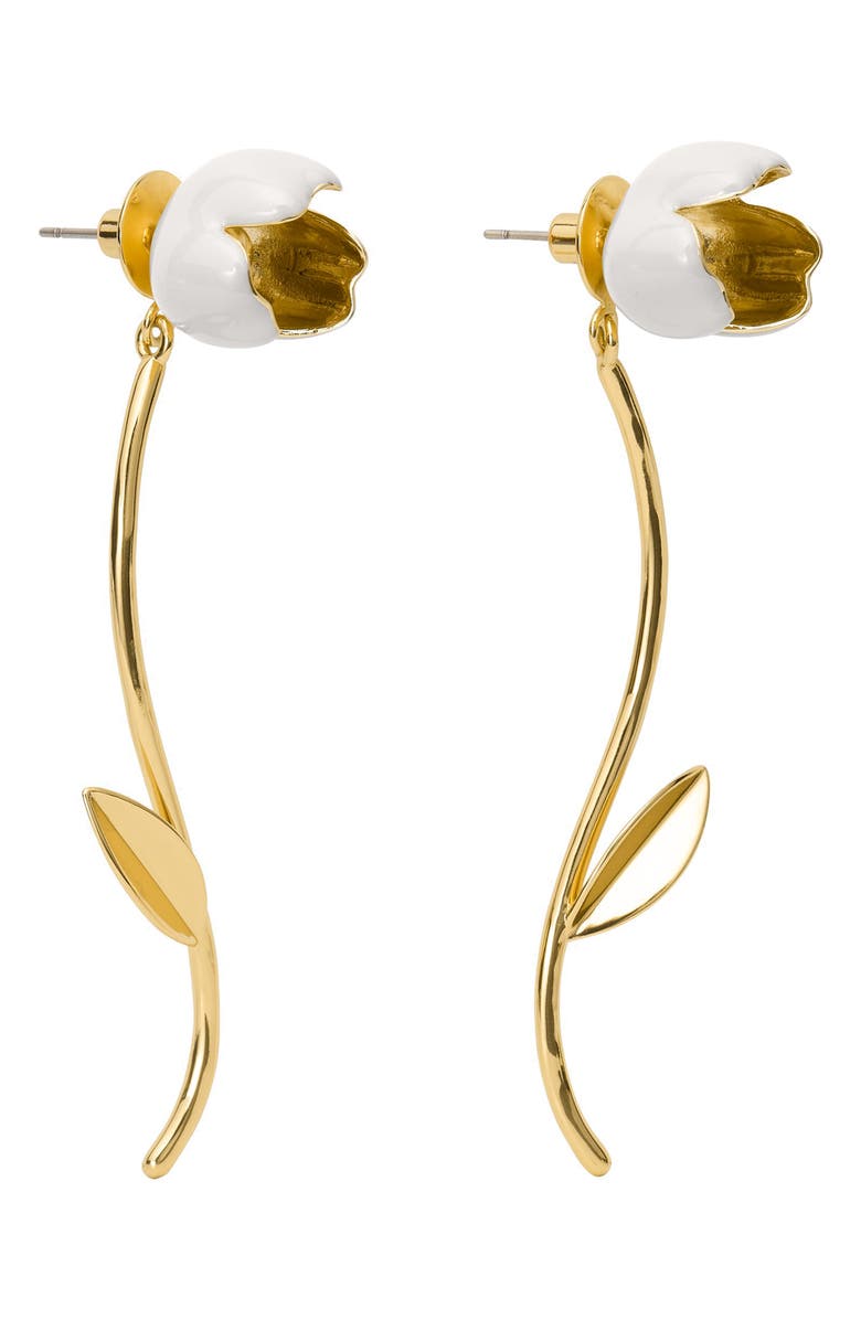 Kate Spade New York floral statement drop earrings, Main, color, White.