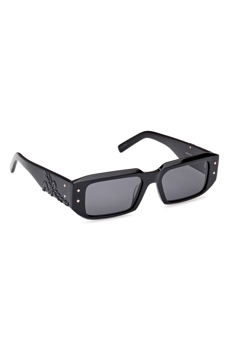 MCM 53mm Rectangular Sunglasses, Alternate, color, Shiny Black / Smoke