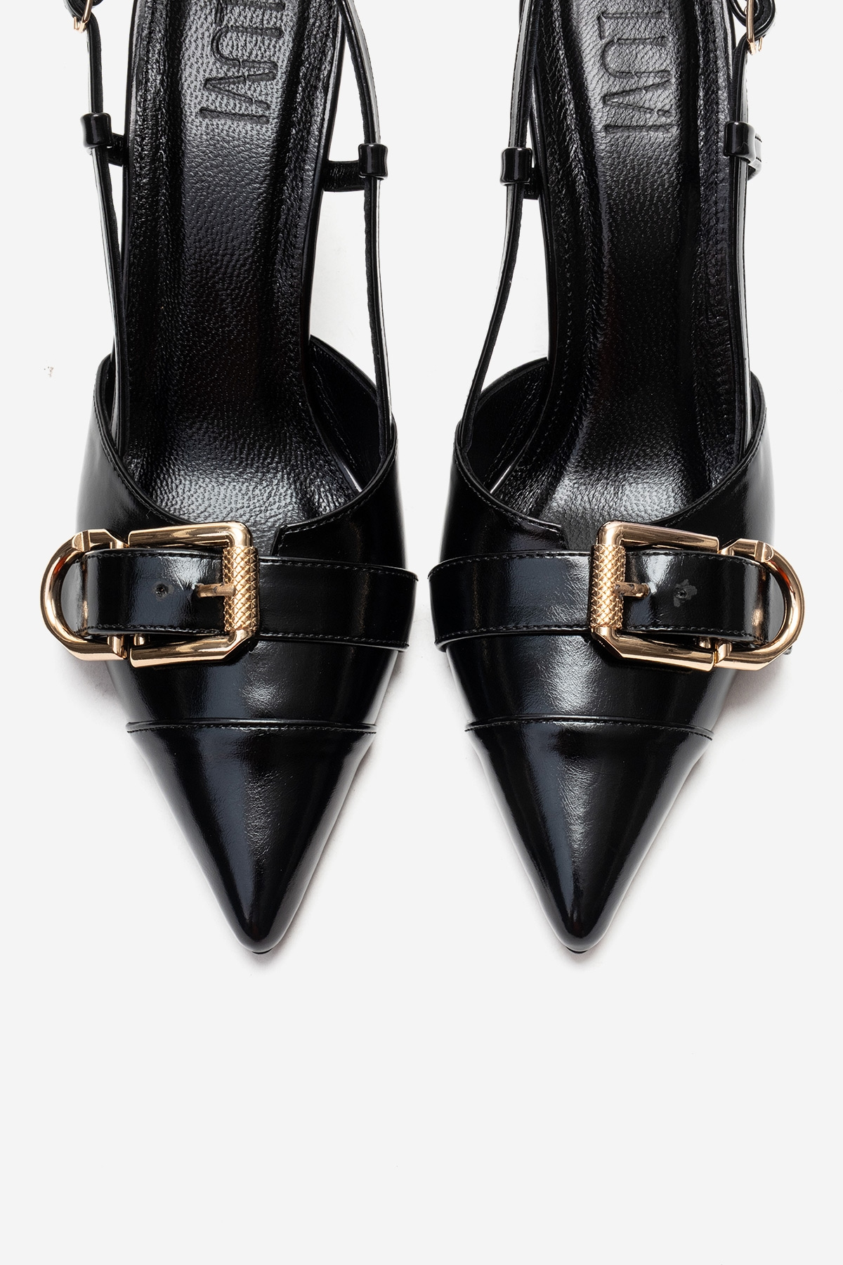 Prologue Shoes Noen Buckle Pointed Toe Stiletto Pump, Alternate, color, Black