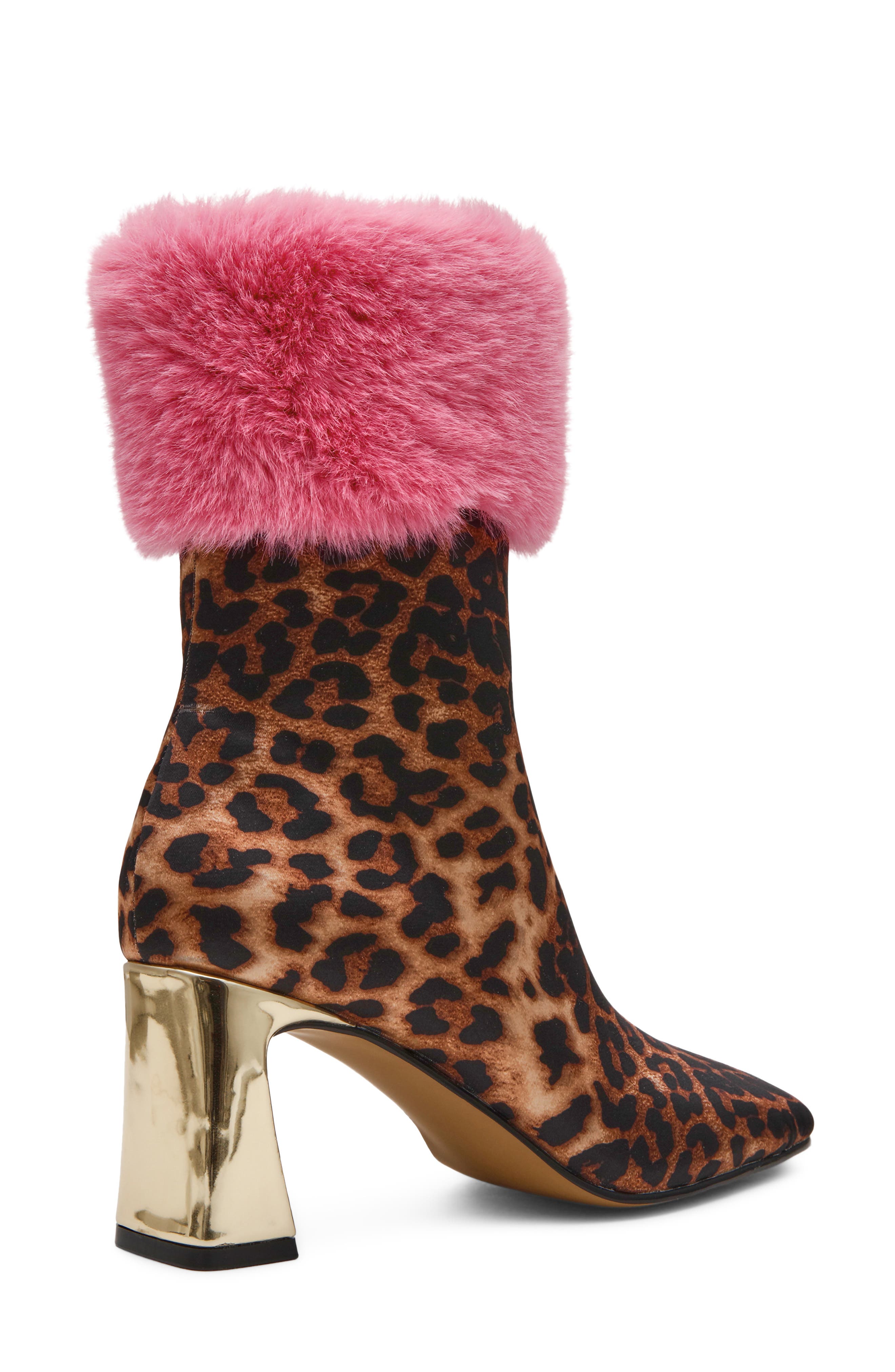 Vita Faux Fur Cuff Bootie, Alternate, color, LEOPARD MULTI