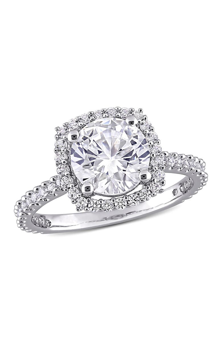 DELMAR Sterling Silver Created White Sapphire Halo Ring, Main, color, Silver