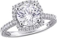 DELMAR Sterling Silver Created White Sapphire Halo Ring
