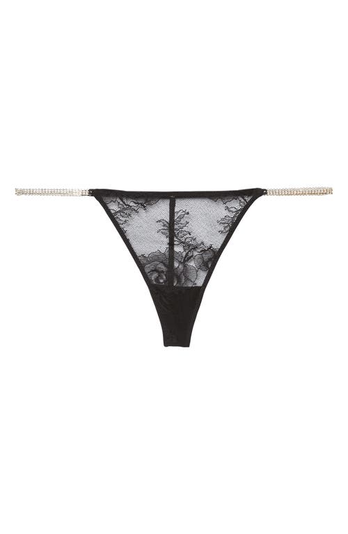 Fleur Du Mal Women's Crystal Bouquet Lace G-string In Black