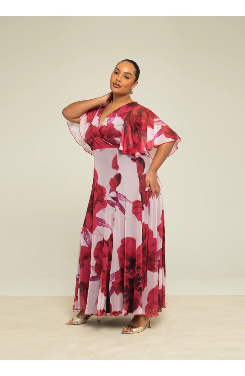 FASHION-SZN CURVE Elegant Flowing Floral Maxi Dress, Alternate, color, Pink