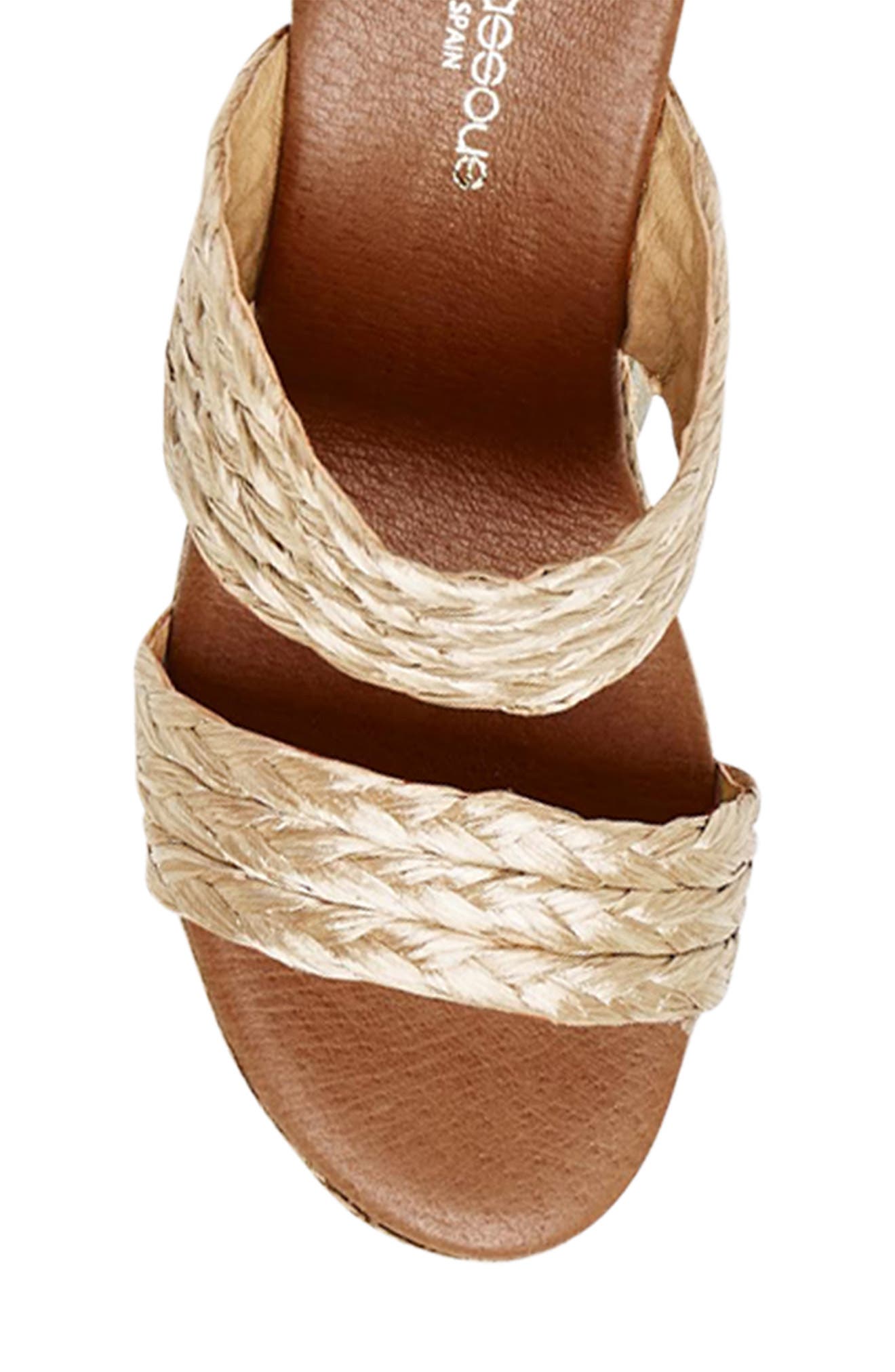 André Assous Nolita Wedge Slide Sandal, Alternate, color, Beige Fabric