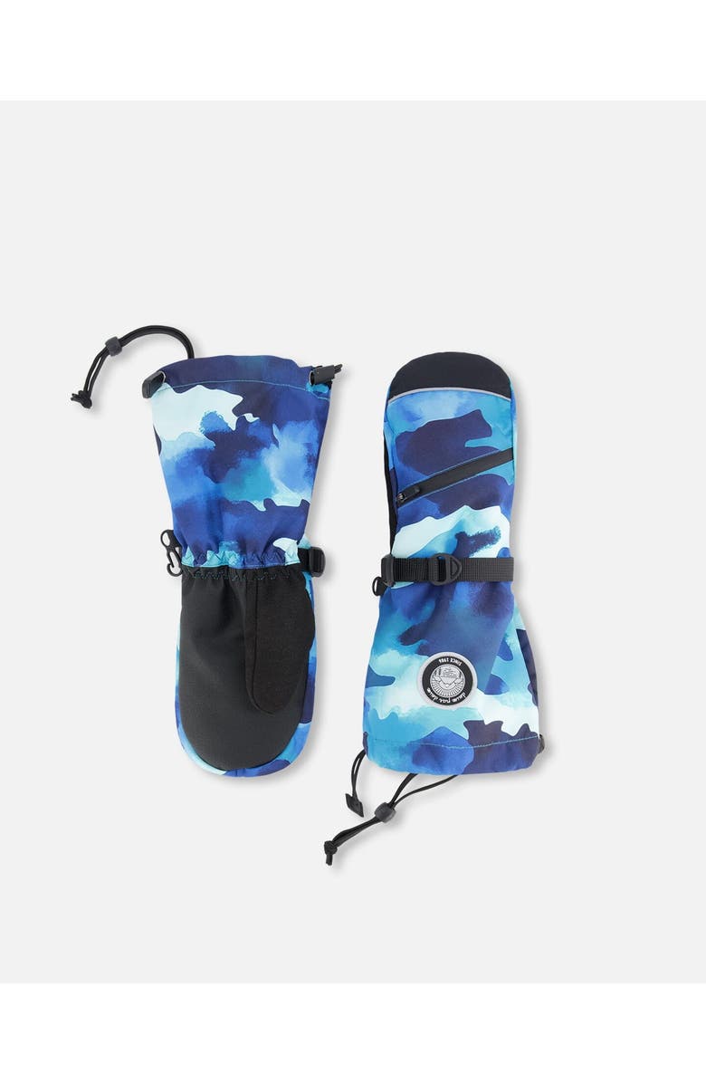 Deux par Deux Boys Winter Mittens Teknik Camo, Main, color, Teal Blue Camouflage
