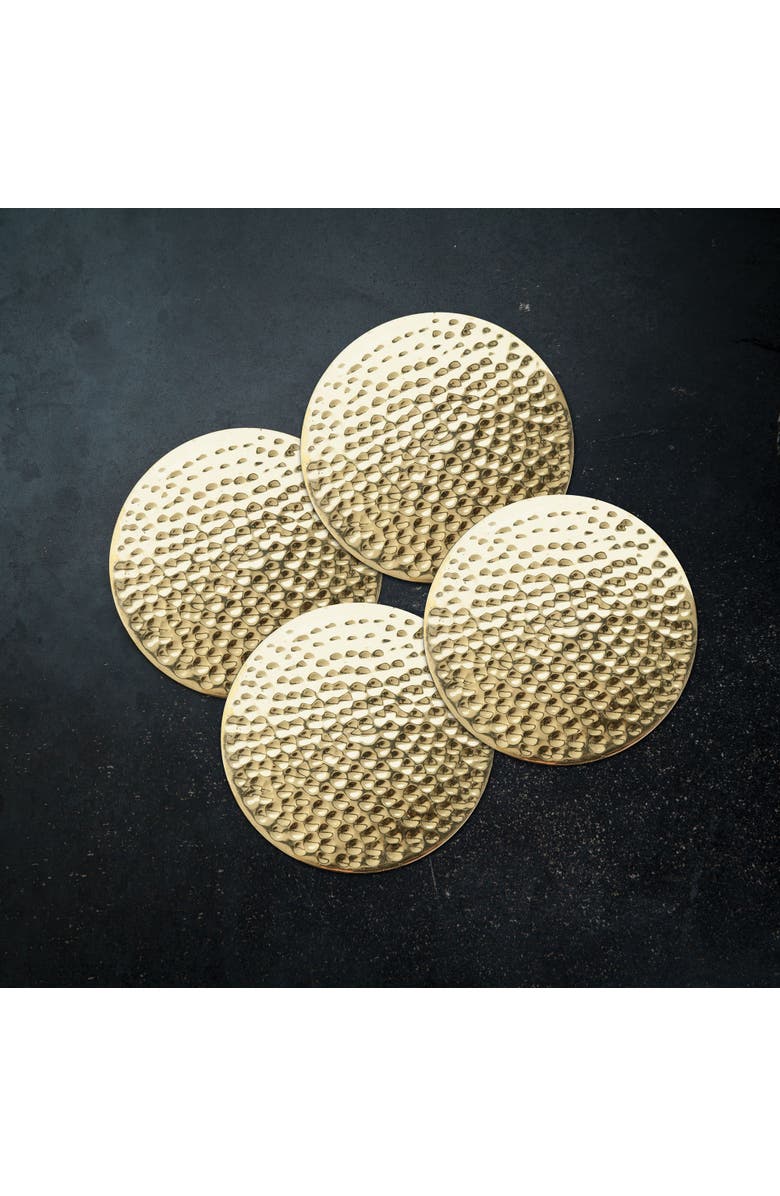 Viski Hammered Coasters in Brass Set of 4, Alternate, color, Gold
