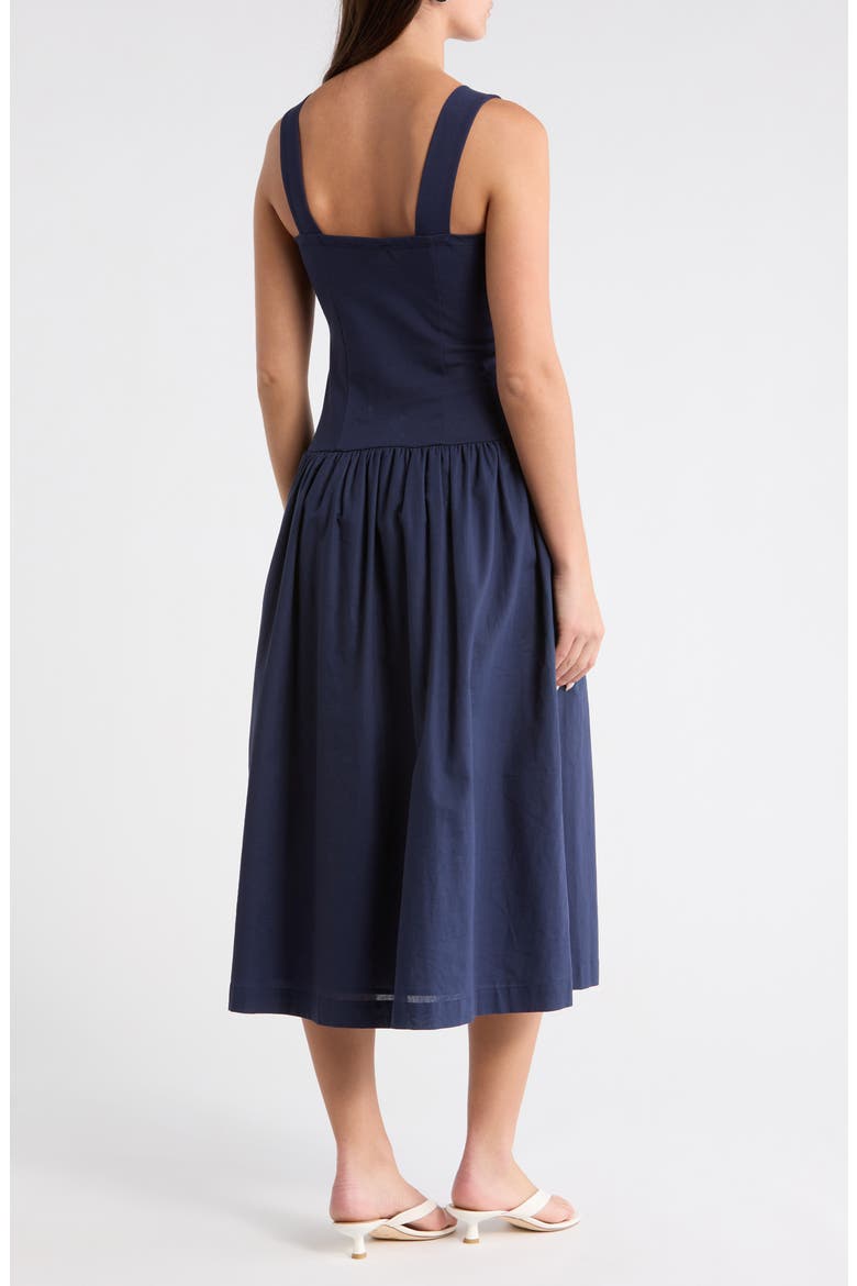 Raziela Mixed Media Midi Dress, Alternate, color, NAVY