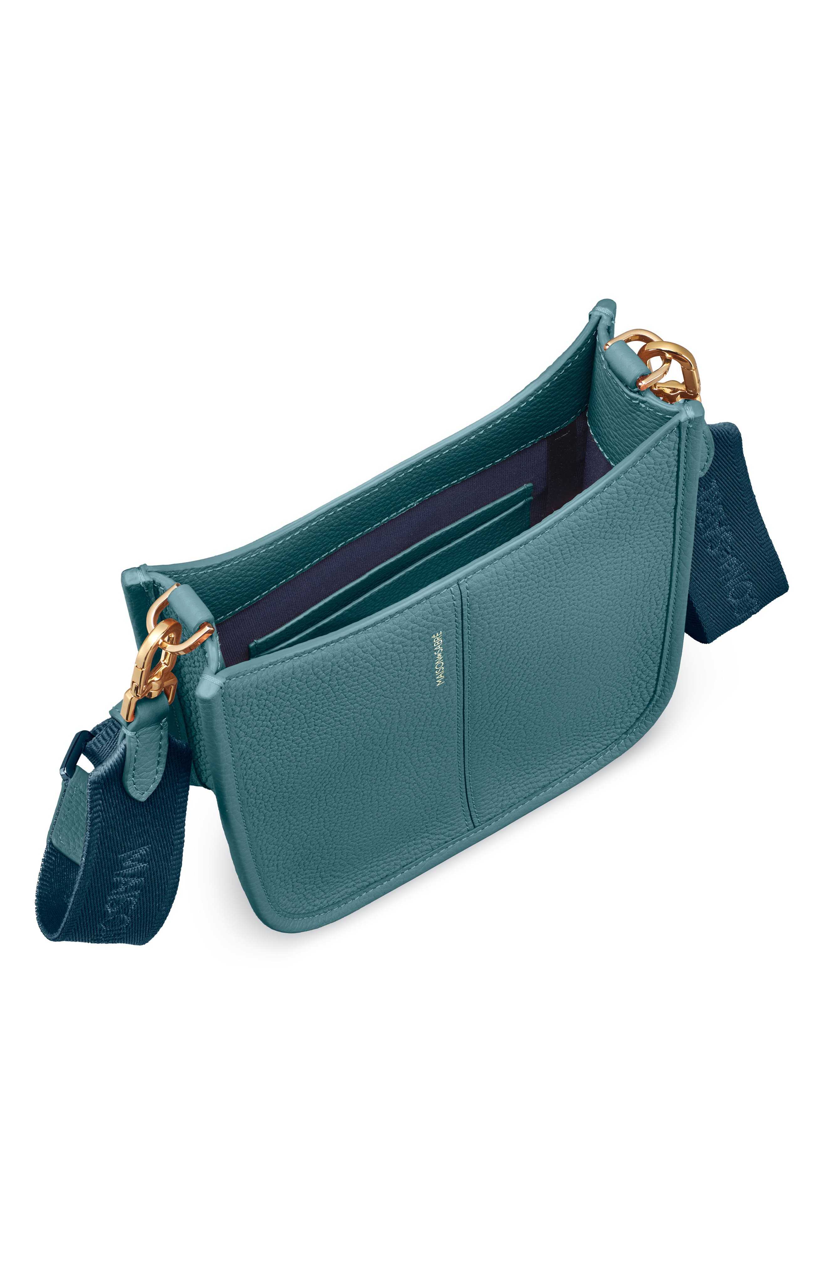 Leather Mini Saddle Bag, Alternate, color, Bondi Blue