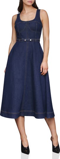Avec Les Filles Belted Bustier Denim Dress | Nordstrom