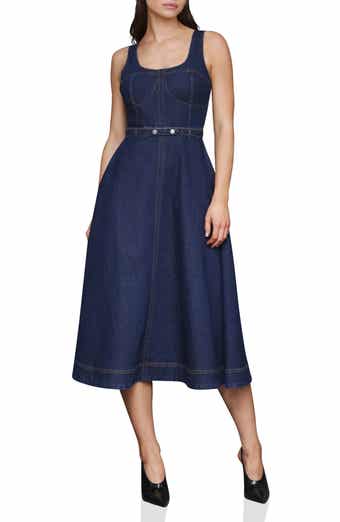 Avec Les Filles Belted Bustier Denim Dress
