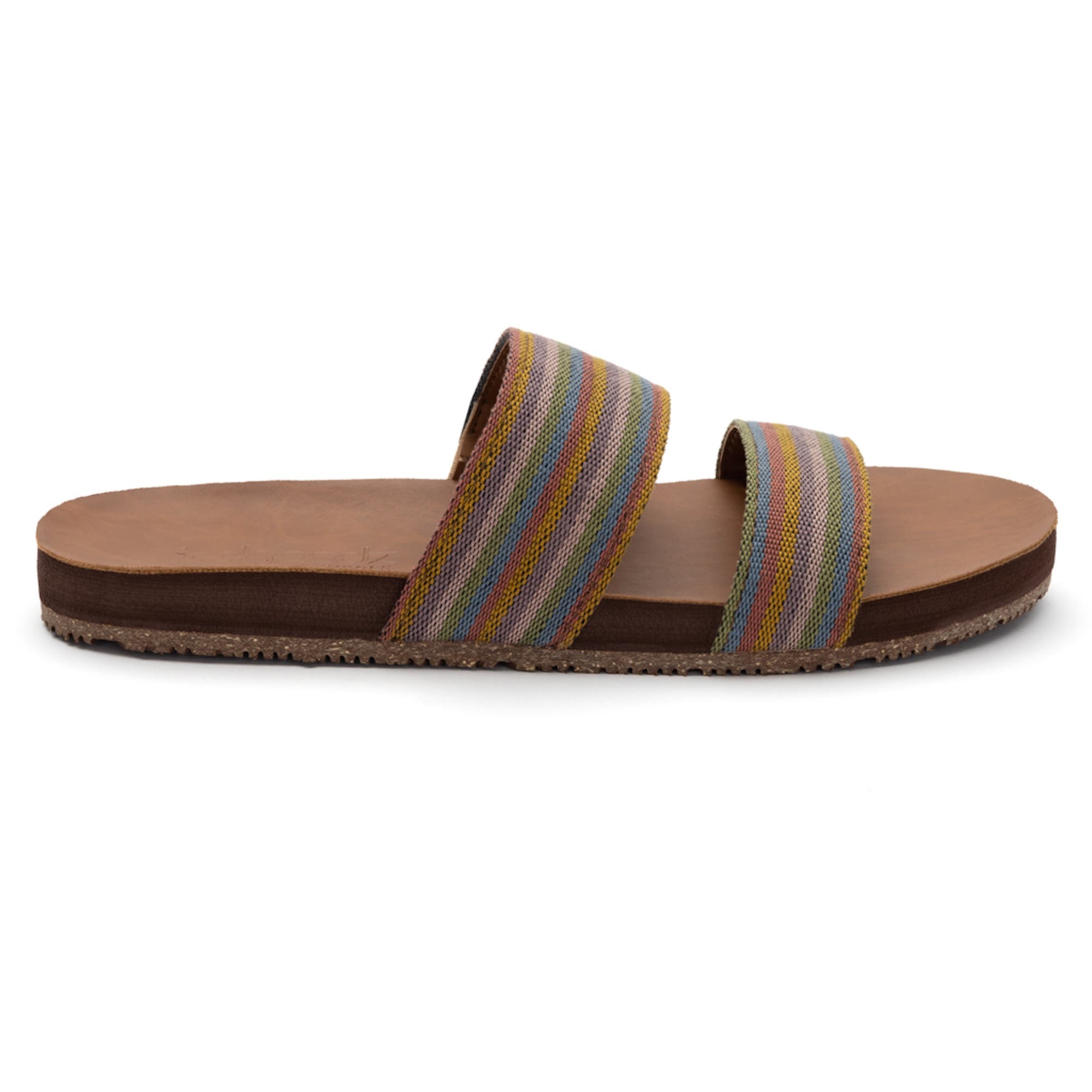 Feelgoodz Womens Zensole Vistas Faux Leather Double Strap Slide Sandals, Alternate, color, Jungle