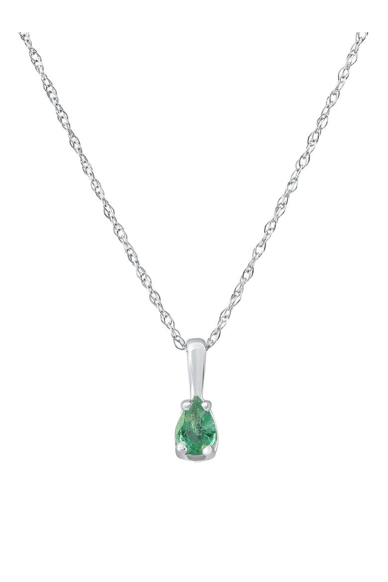 1/4Ct Peart Shape Emerald Cut Pendant 10k Gold, Main, color, 10K White Gold