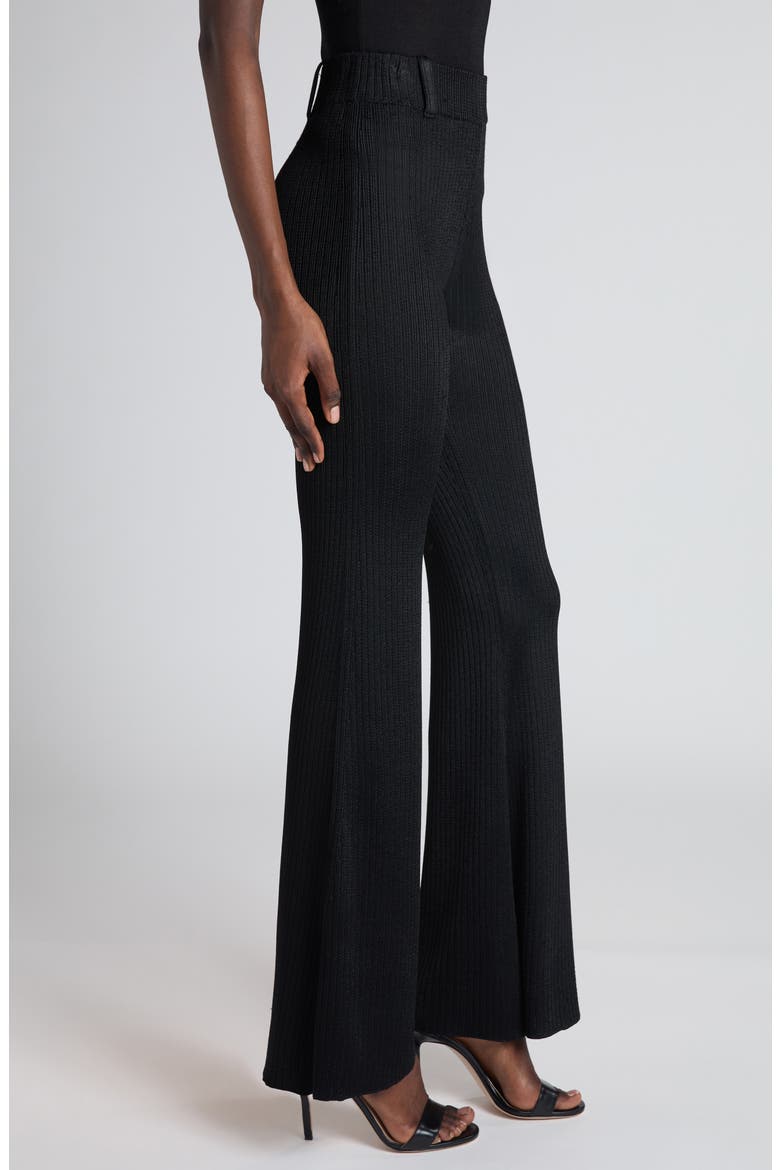 Rib Knit Flare Leg Pants, Alternate, color, BLACK