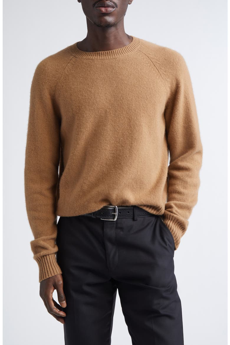 Felted Cashmere Crewneck Sweater, Main, color, JB252 CAMEL