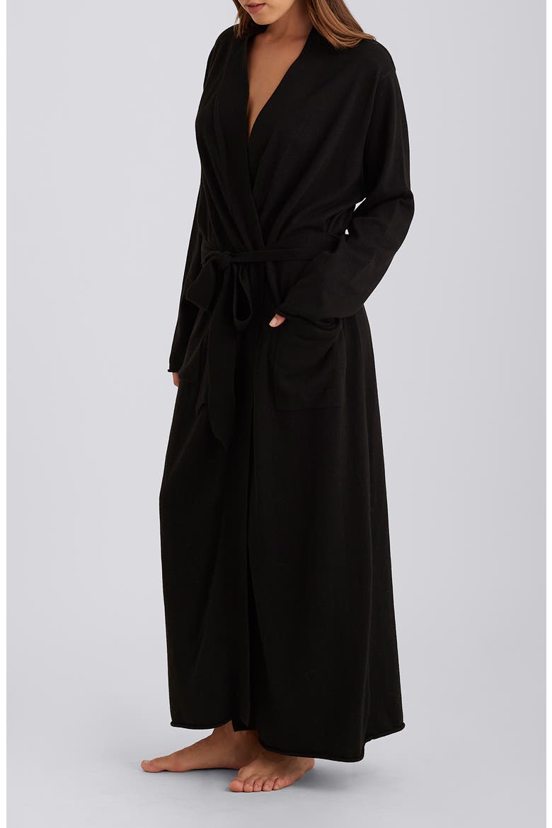 Cotton & Cashmere Robe, Alternate, color, BLACK