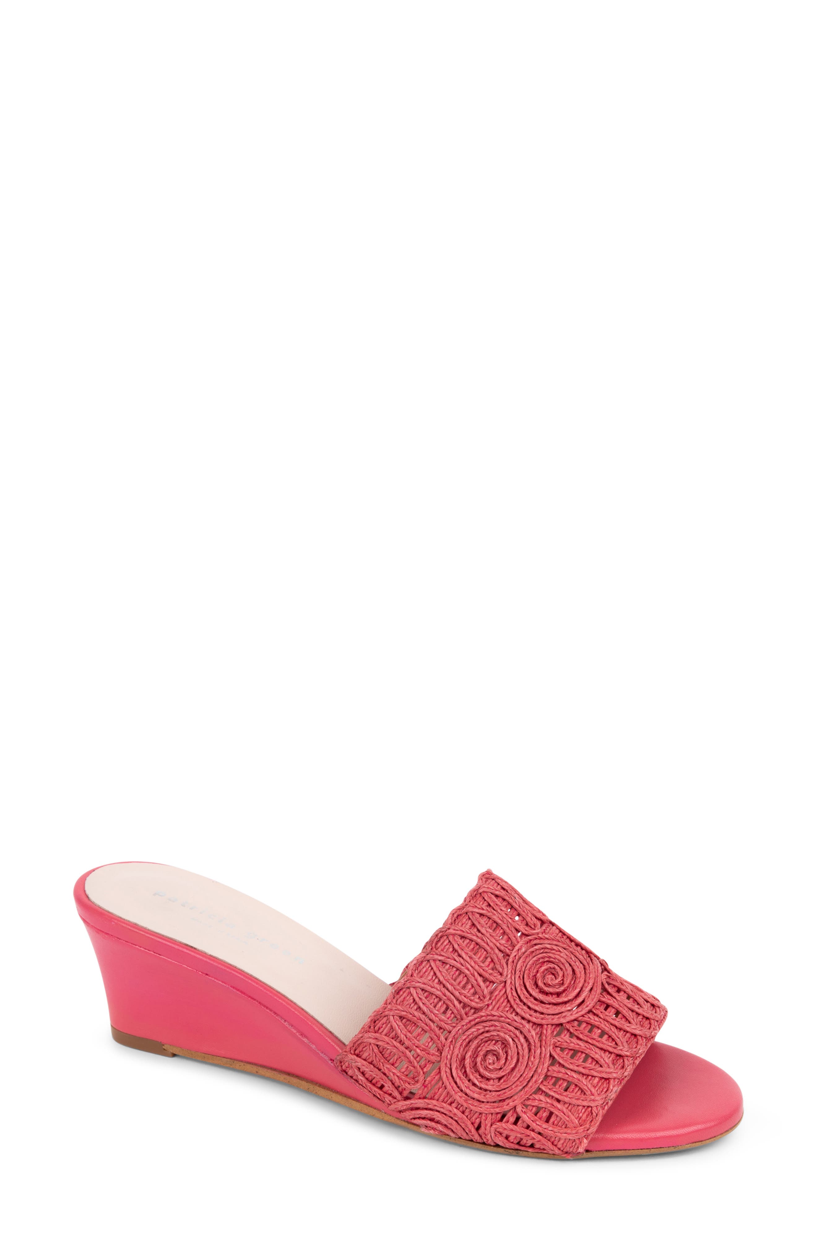 Siesta Raffia Wedge Slide Sandal, Main, color, ROSE PINK