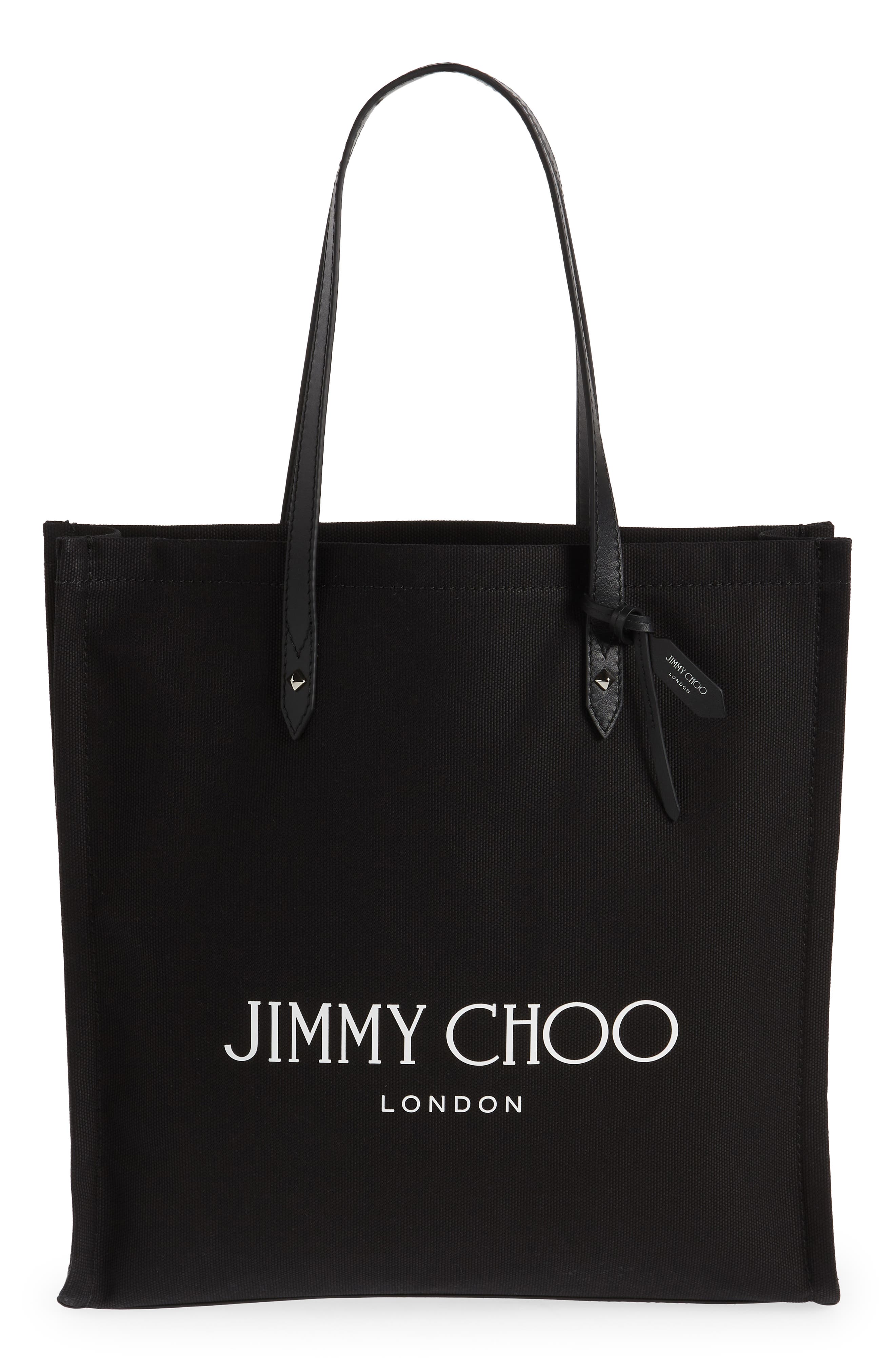 Jimmy Choo Logo Canvas Tote, Main, color, 