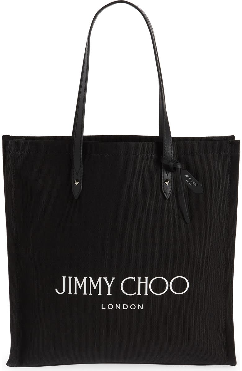 Jimmy Choo Logo Canvas Tote, Main, color,