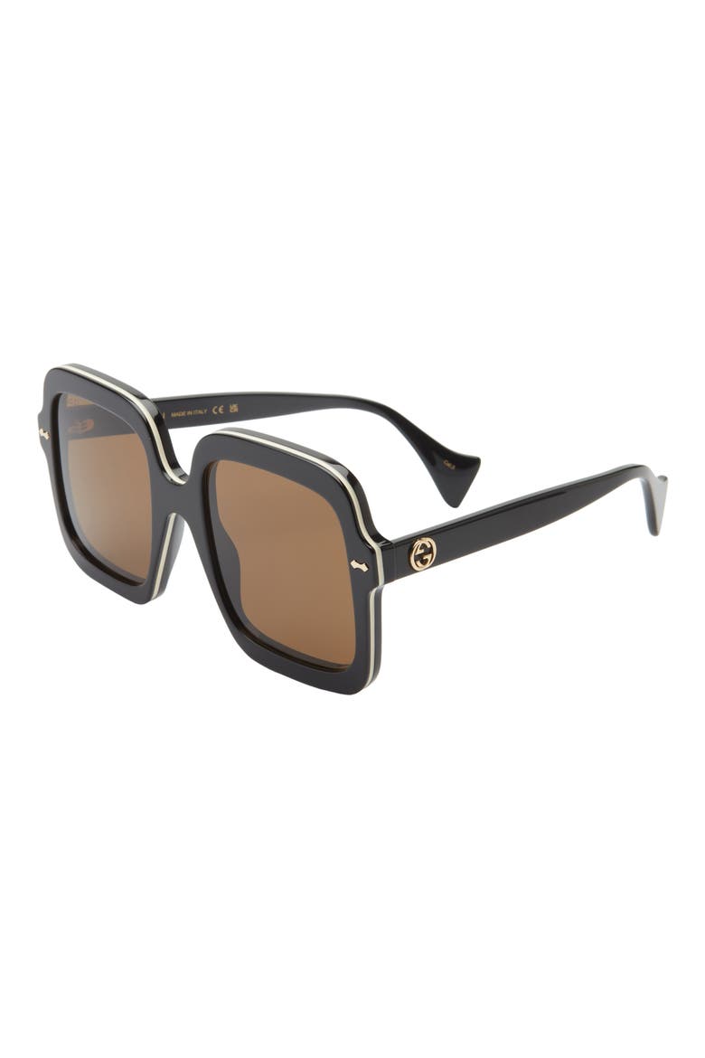56mm Square Sunglasses, Alternate, color, BLACK BLACK BROWN