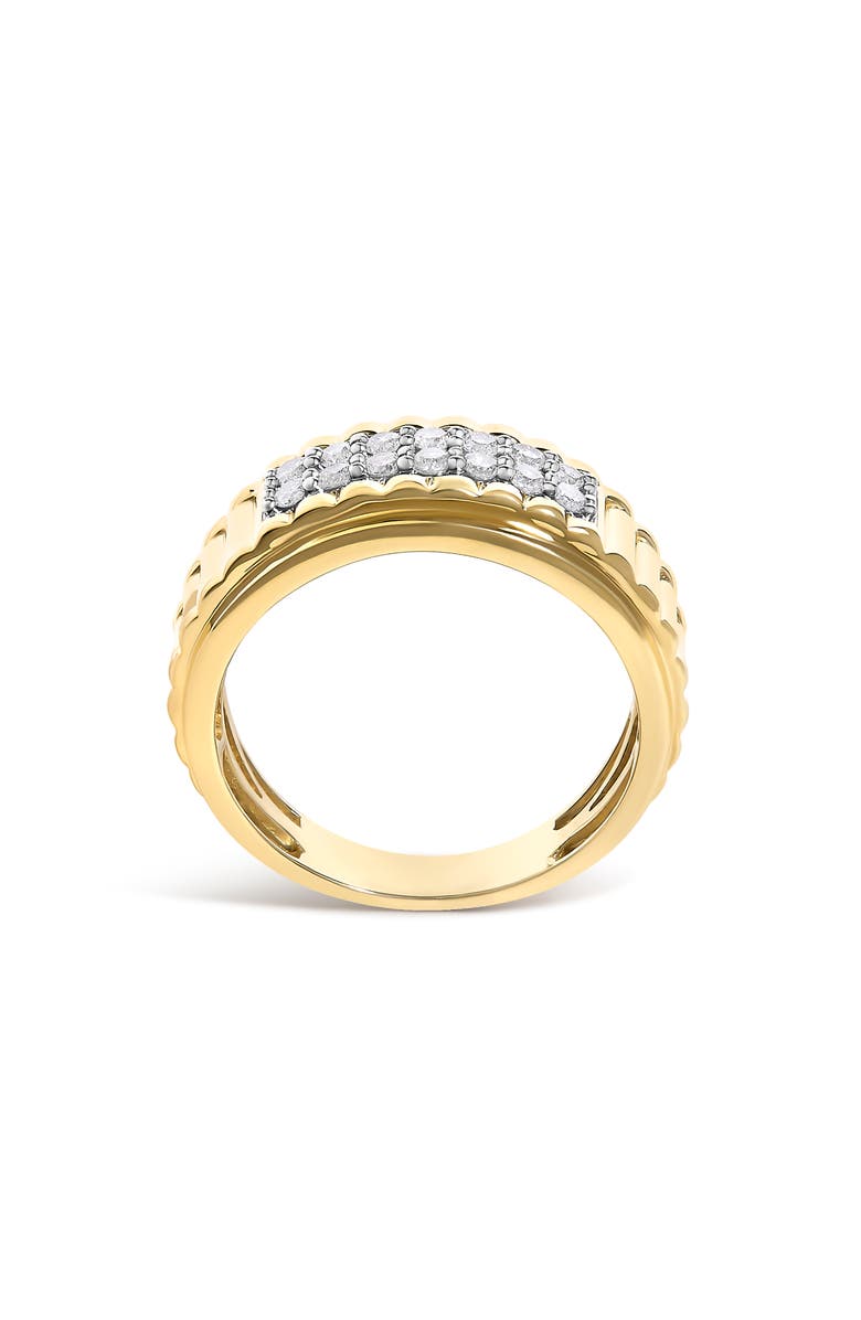 Haus of Brilliance Men's 14K Yellow Gold Plated Sterling Silver 3/8 Cttw Diamond Ribbed Band Ring, Alternate, color, Yellow Gold Over Silver