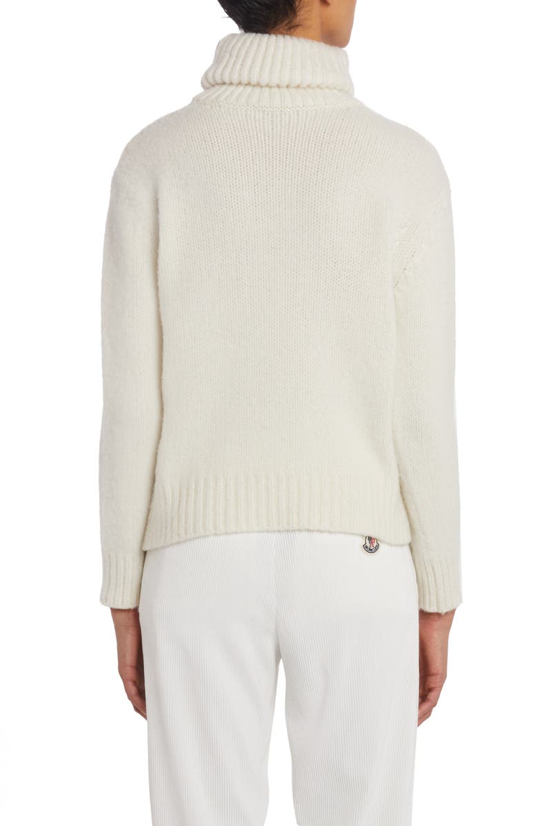Moncler Festive Logo Intarsia Wool Turtleneck Sweater, Alternate, color, 