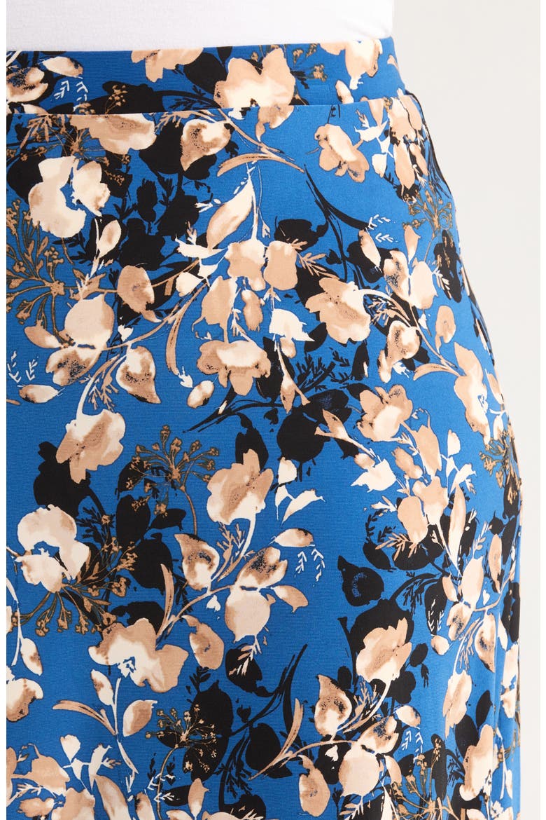 Flared Pull-On Midi Skirt, Alternate, color, BLUE NIGHT MULTI