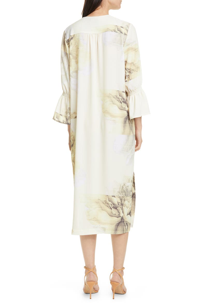 Adessa Floral Midi Shift Dress, Alternate, color, BIG ROSE YELLOW
