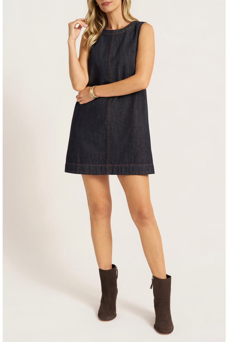 Ashton Faux Suede Shift Minidress, Alternate, color, DENIM