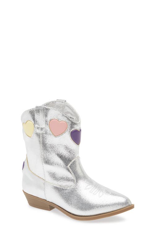 Tucker + Tate Kids' Clarra Heart Western Boot In Silver