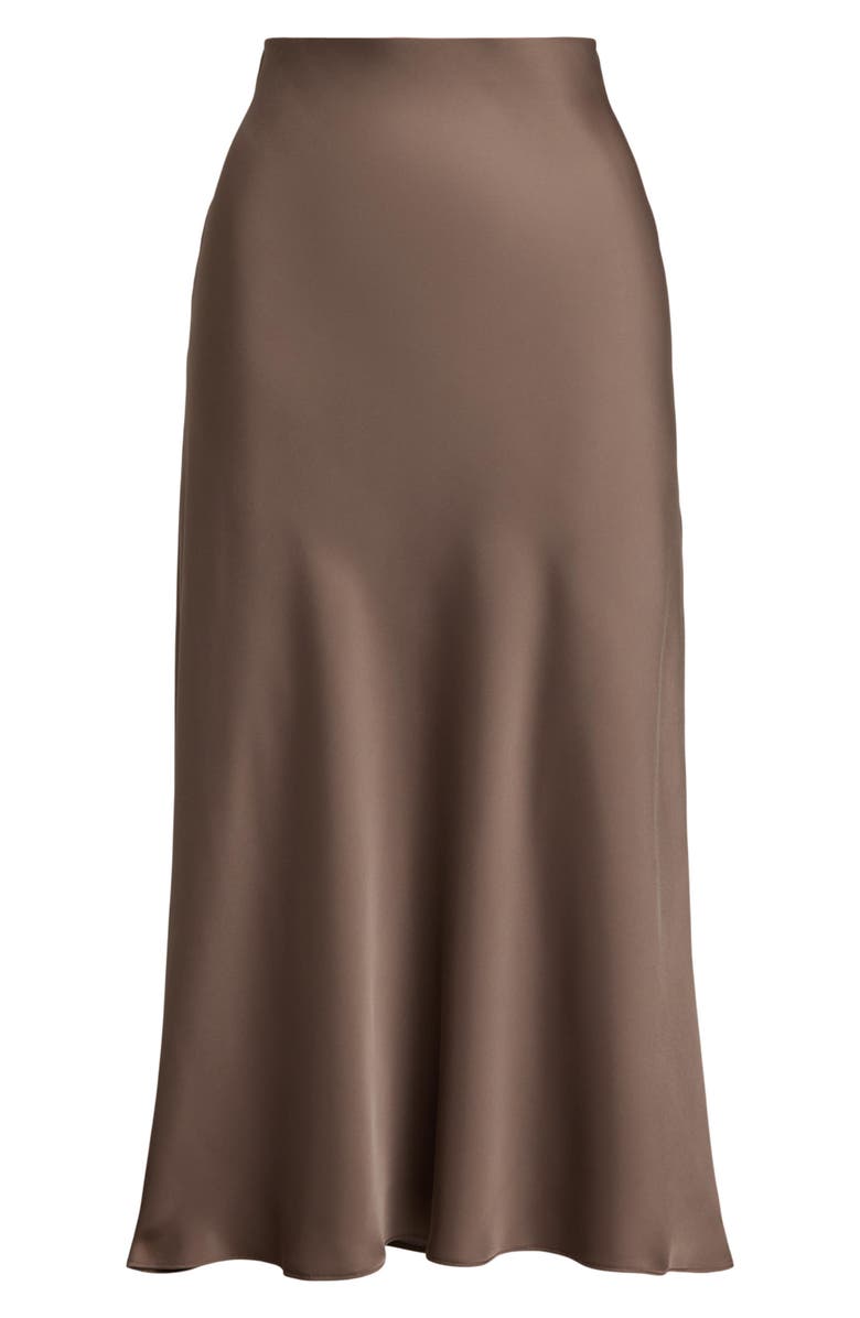 Lauren Ralph Lauren Satin Charmeuse Midi Skirt, Alternate, color, Taupe Brown