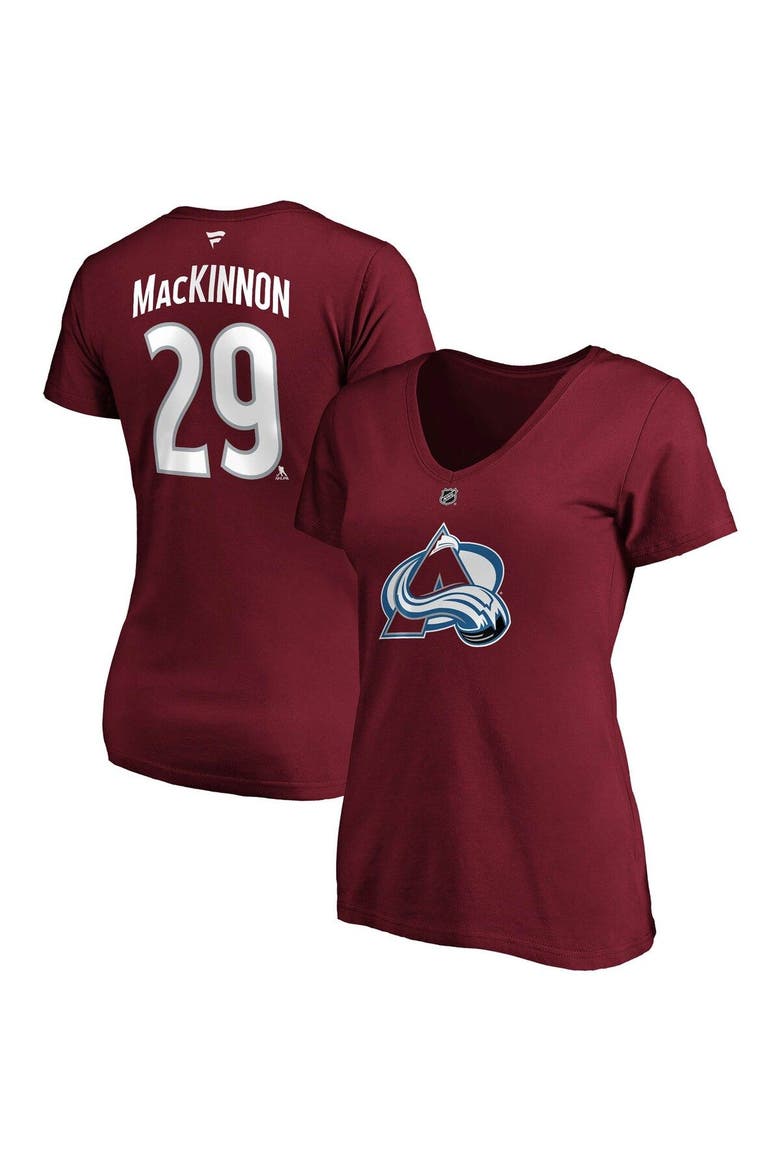 Women's Fanatics Branded Nathan MacKinnon Burgundy Colorado Avalanche Plus Size Name & Number V-Neck T-Shirt, Main, color, Burgundy