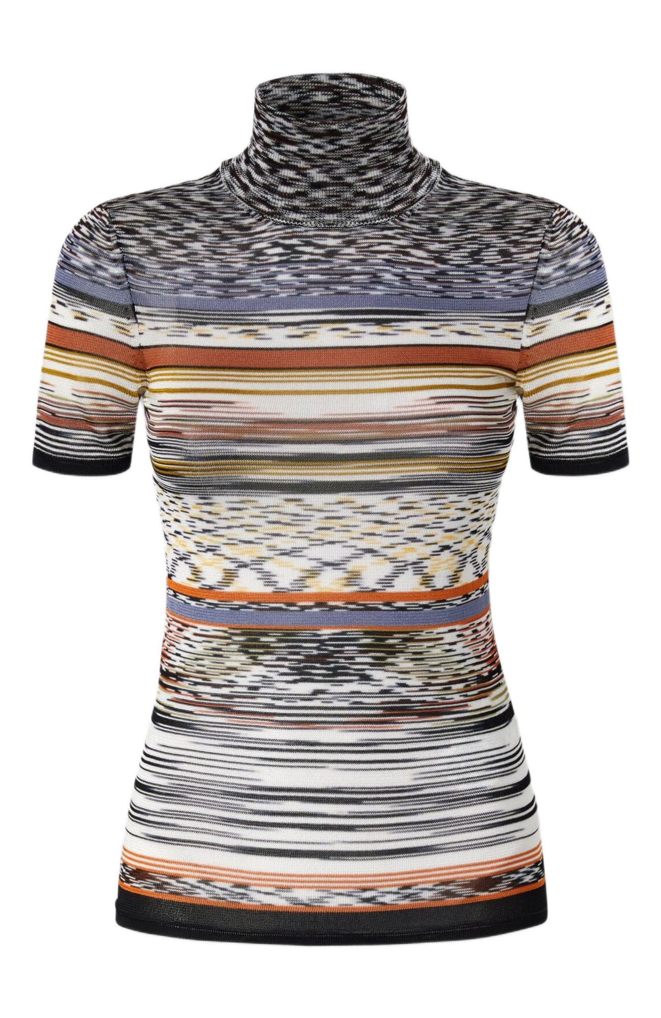 Mock Neck Sweater In Striped Knit - image 2