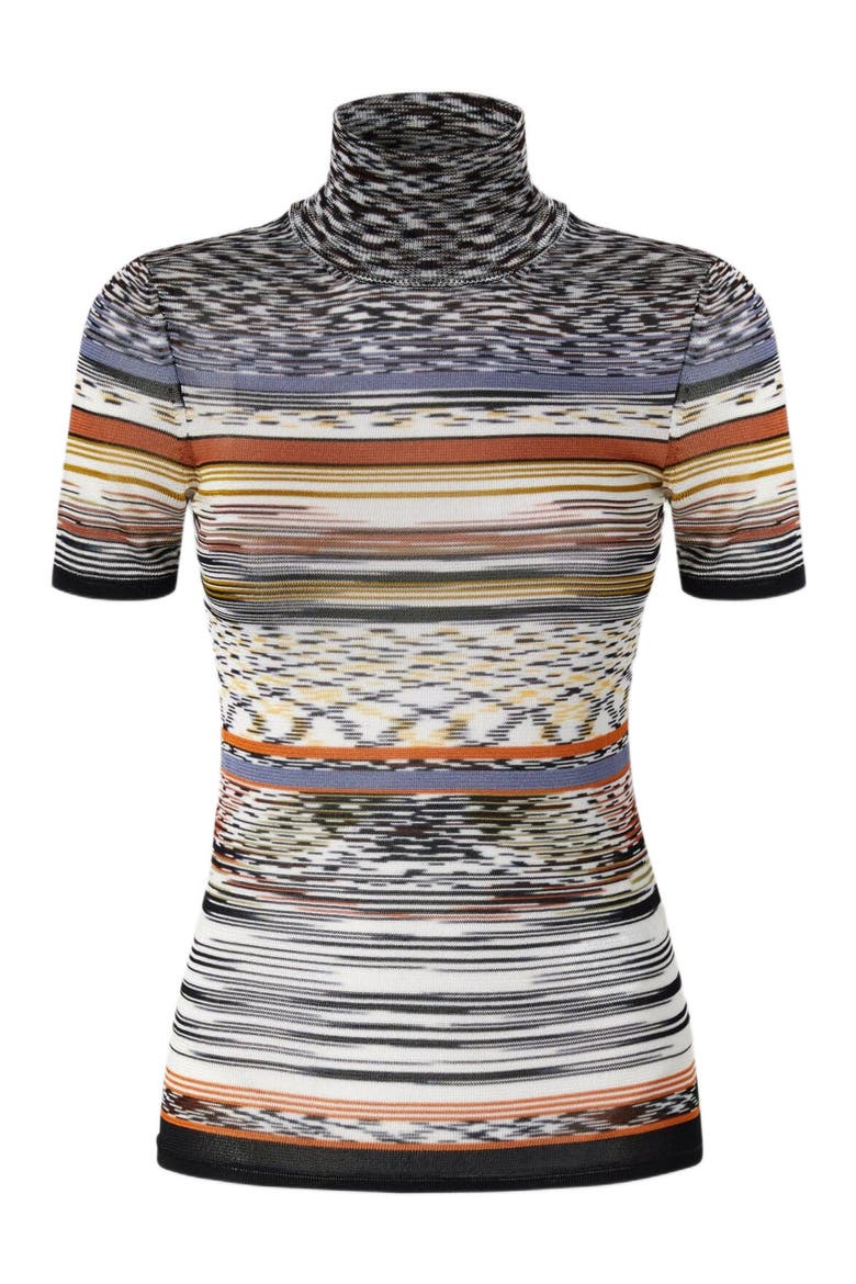Mock Neck Sweater In Striped Knit, Alternate, color, Multicoloured