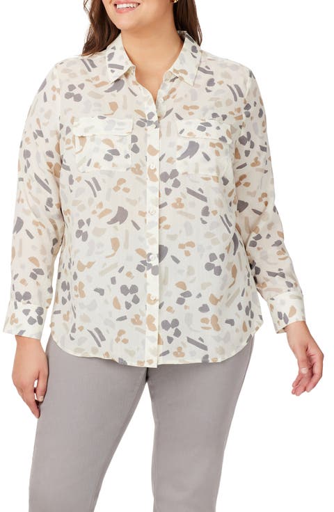 Davis Brushstrokes Button-Up Shirt (Plus Size)
