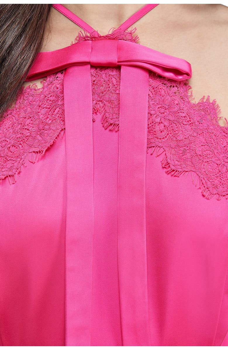 Oasis Lace Detail Midi Prom Dress, Alternate, color, Magenta