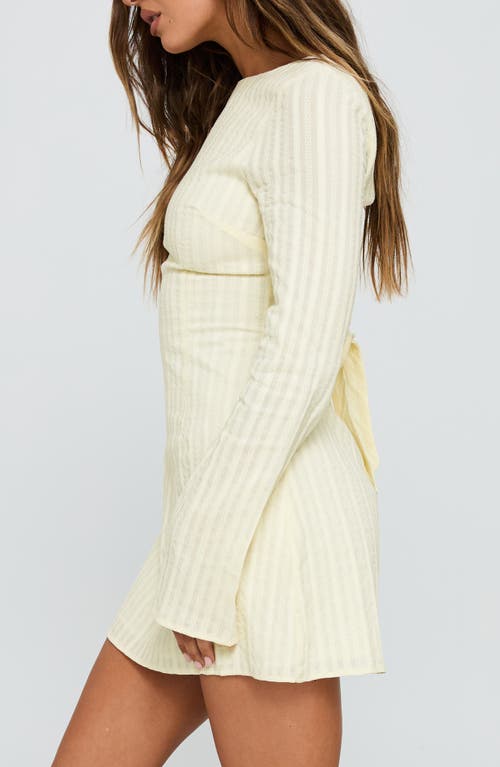 Princess Polly Alfalfa Tonal Stripe Long Sleeve Minidress In White