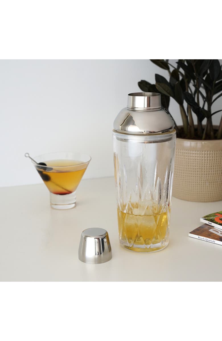 Viski Admiral Crystal Cocktail Shaker in Stainless Steel, Alternate, color, Clear