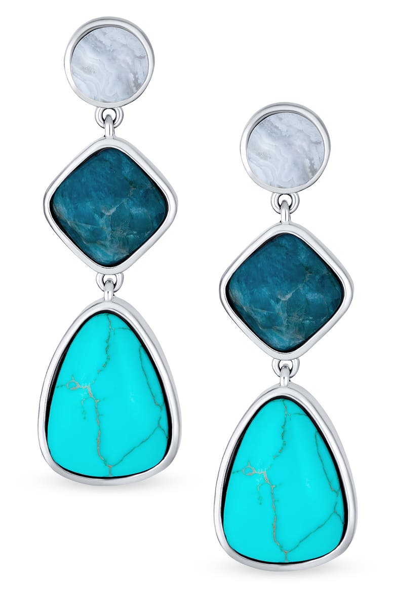 Stone Drop Earrings, Alternate, color, BLUE