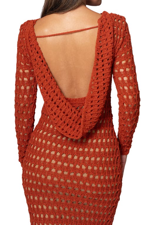Jluxlabel Serene Wonders Open Stitch Long Sleeve Dress In Red